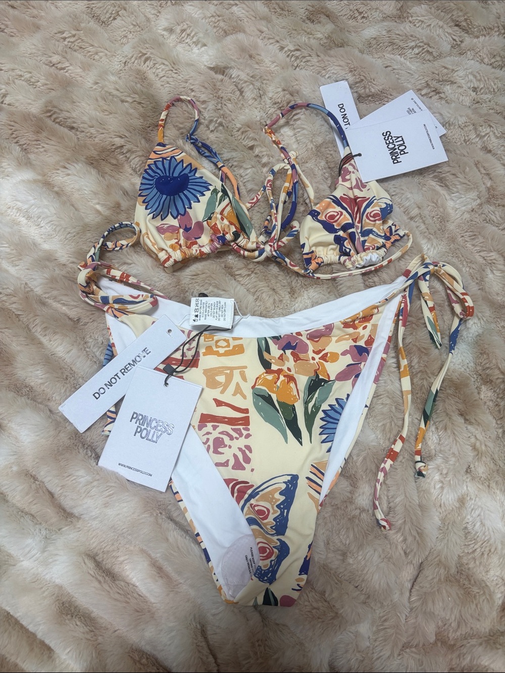 Princess Polly Yellow Floral Tie-Side Bikini Set